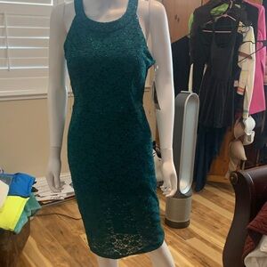 Trixxi Teal Lace Midi Dress